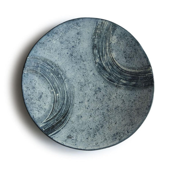 Nobuko Konno Brushed Blue Round Plate (Large)