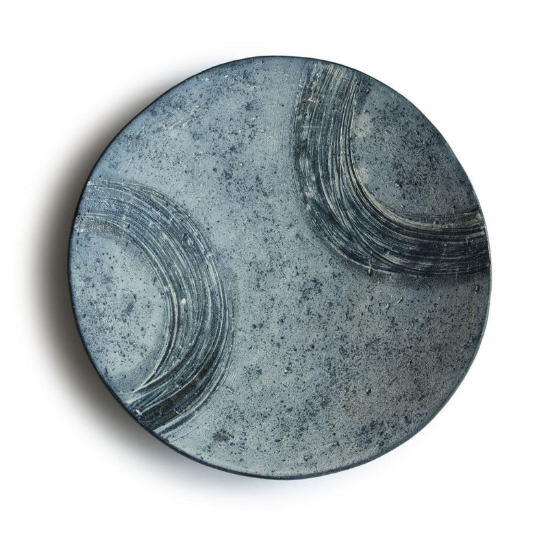 Nobuko Konno Brushed Blue Round Plate (Large)