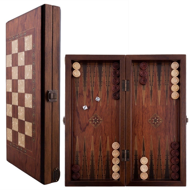 Handmade Wood Backgammon Set (Small)