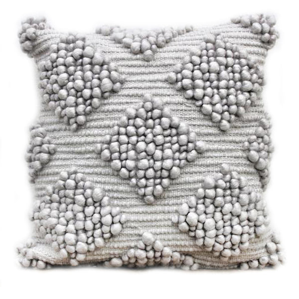 Grey Handwoven Hand Tufted Cushion Cover