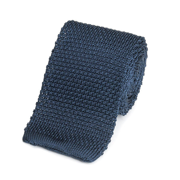 KNITTED SILK TIE IN NAVY