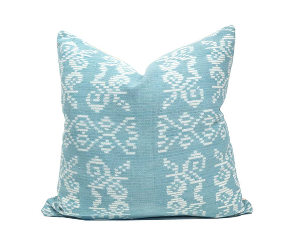 Handwoven Indonesian Ikat Cushion Cover - Aqua