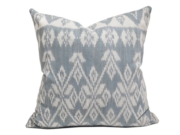 Handwoven Indonesian Ikat Cushion Cover - Dusty Blue