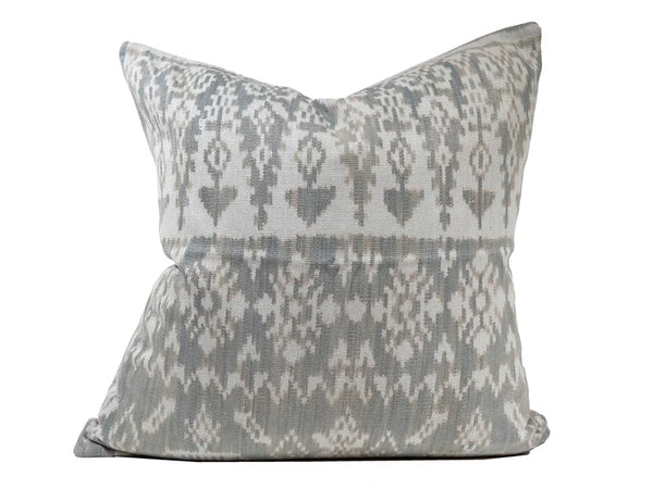 Handwoven Indonesian Ikat Cushion Cover - Faded Grey