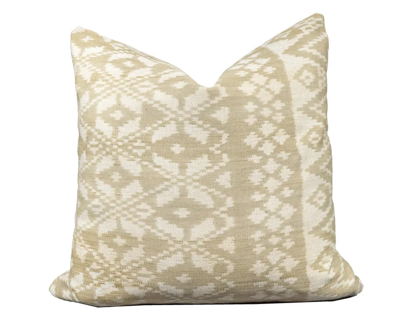Handwoven Indonesian Ikat Cushion Cover - Pale Green
