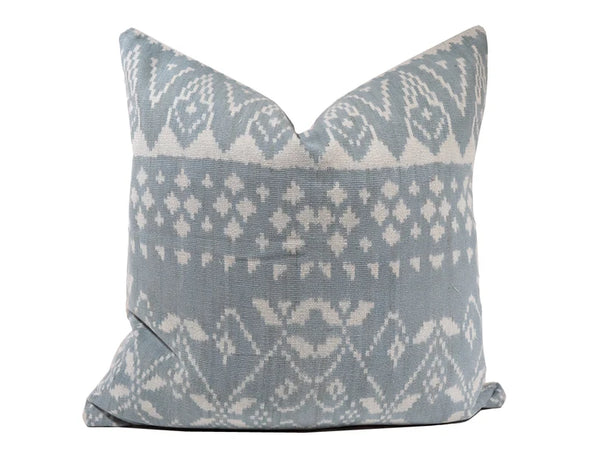 Handwoven Indonesian Ikat Cushion Cover - Pale Blue