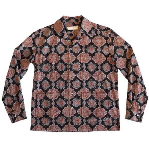 Black Block Print Long Sleeve Shirt