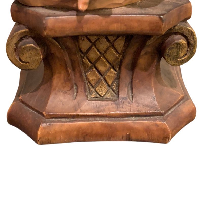 Vintage Virgin Mary carved wood statue