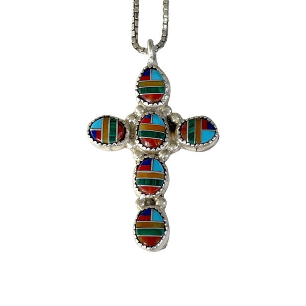 Vintage Mosaic Cross Necklace