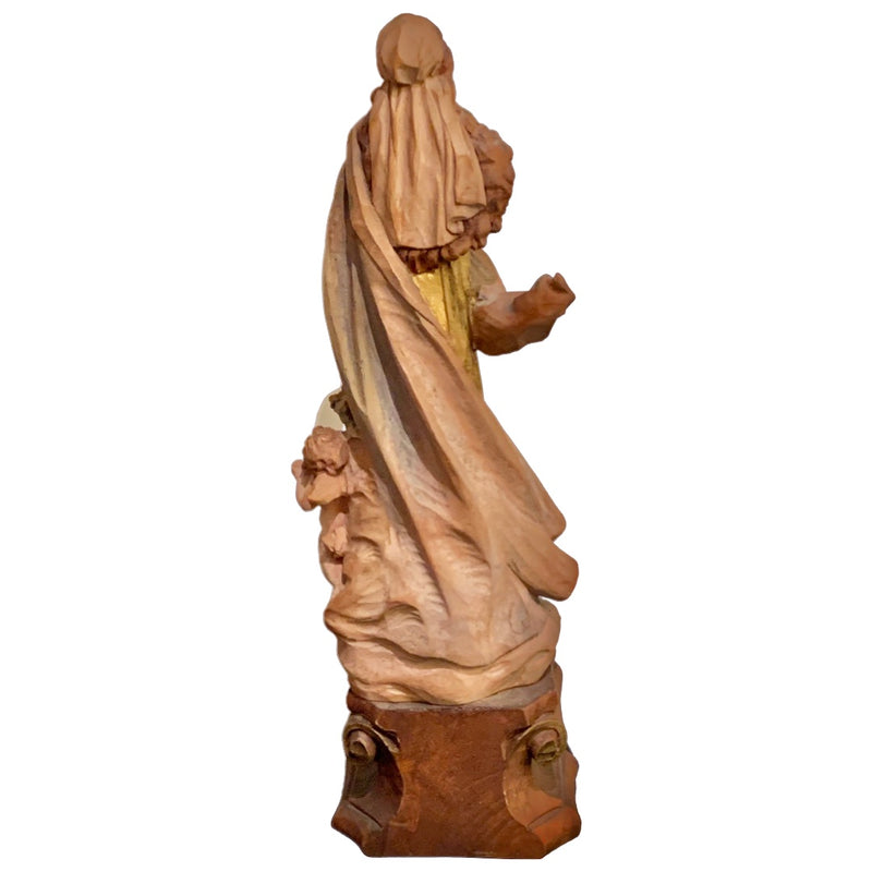 Vintage Virgin Mary carved wood statue