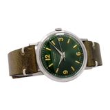 Vintage Green Dial Steel Watch