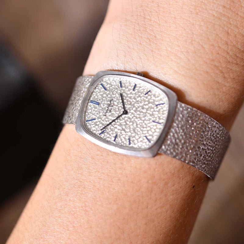 Ref.3567 White Gold Tonneau with Pitted Dial & Bracelet