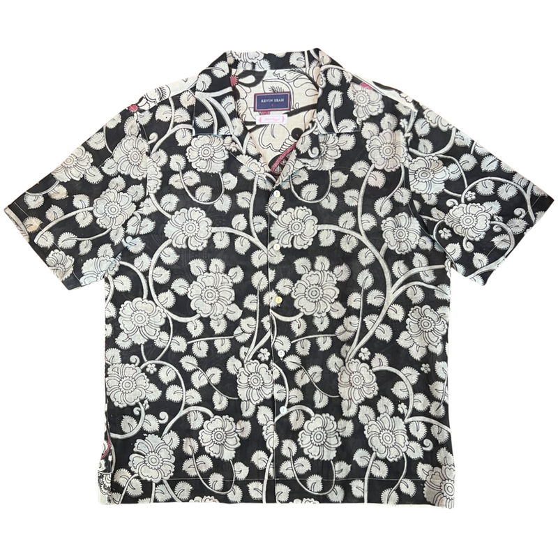"BIRDS" Series Hand Painted Short Sleeve Shirt - Black