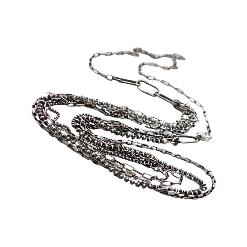 Oxidized sterling silver layered necklace - 102