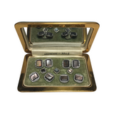 Vintage Art Deco Krementz Gold Filled with Platinum Inlay Rims and Abalone Shell Dress Stud Set