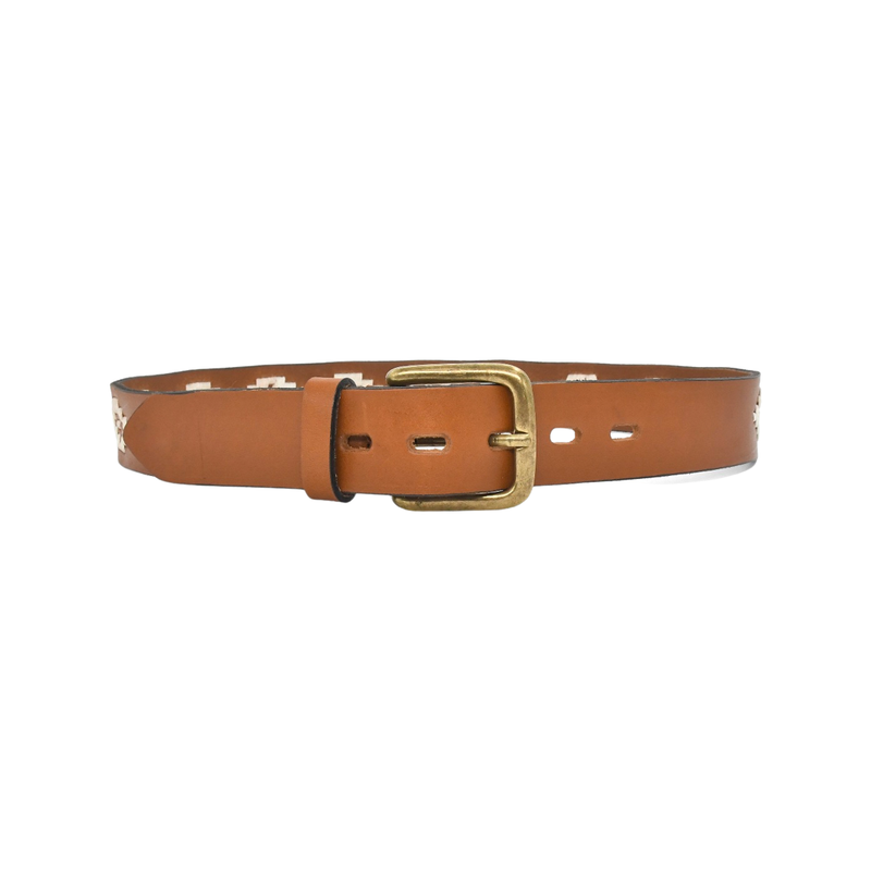 Gaucho Belt - Chestnut Brown / White