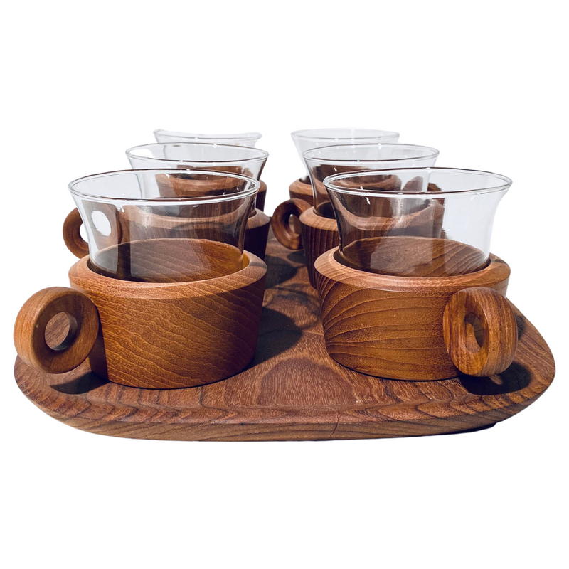 Vintage Teak Tea Set With Tray