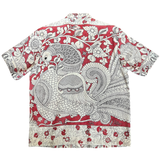 "BIRDS" Series Hand Painted Short Sleeve Shirt - Red