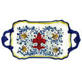 Hand painted Italian Ceramic Serving Tray - "Fleur de Lys"