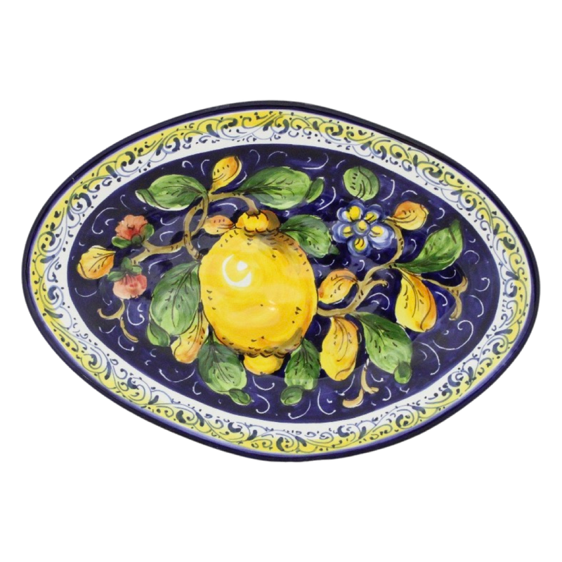 Hand painted Italian Ceramic Serving Plate - "Lemons and Flowers "