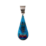 Handmade Navajo Pendant With Pinpoint Inlay Set In Sterling Silver