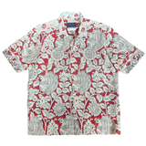 "BIRDS" Series Hand Painted Short Sleeve Shirt - Red