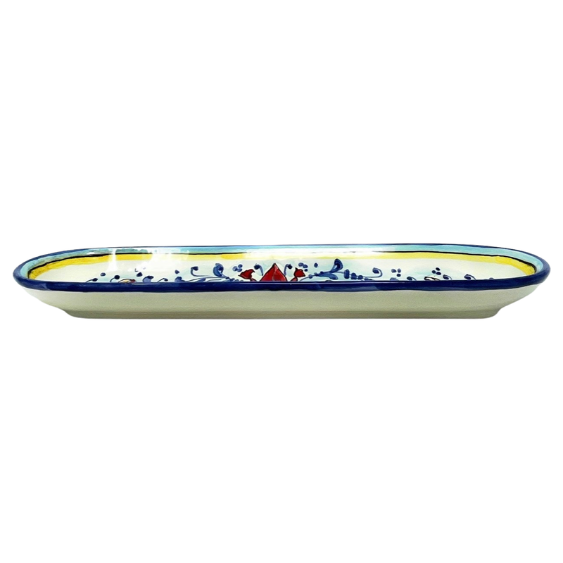 Hand painted Italian Ceramic Appetizer Tray - "Fleur de Lys"