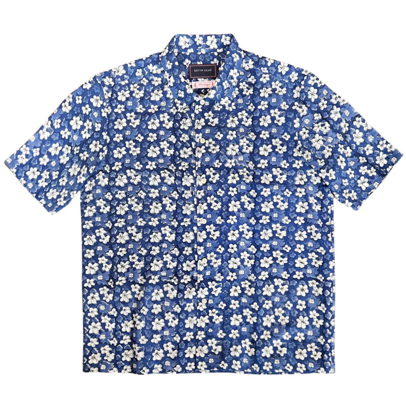 Block Print Short Sleeve Shirt - BLUE
