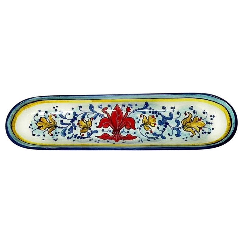 Hand painted Italian Ceramic Appetizer Tray - "Fleur de Lys"