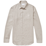 Classic Collar Linen Long Sleeve Shirt - White Rabbit Logo