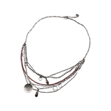 Oxidized sterling silver layered garnet necklace - 110