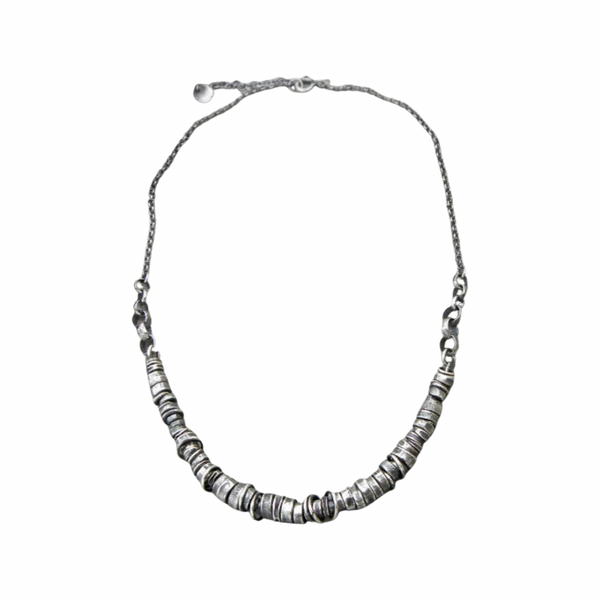 Oxidized raw sterling silver necklace - 109