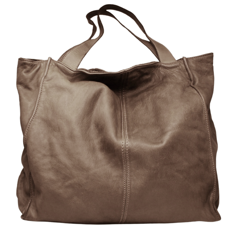 Soft Leather Shoulder Bag - Taupe