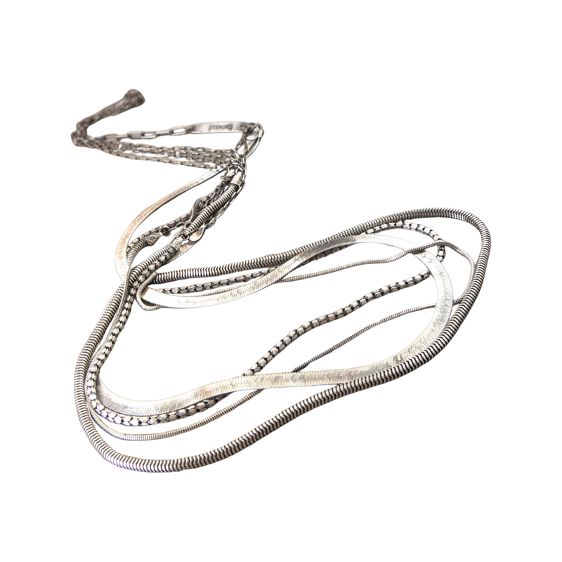 Oxidized sterling silver multi layered necklace - 108