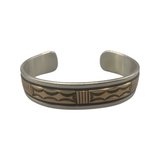 Vintage Navajo Handmade Sterling 14K Gold Cuff Bracelet