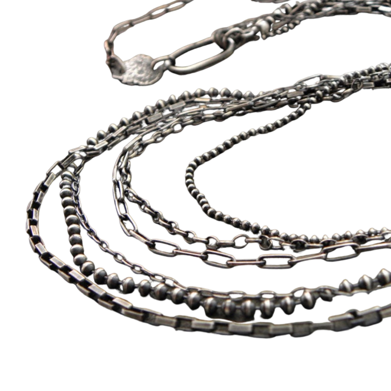 Oxidized sterling silver layered necklace - 102