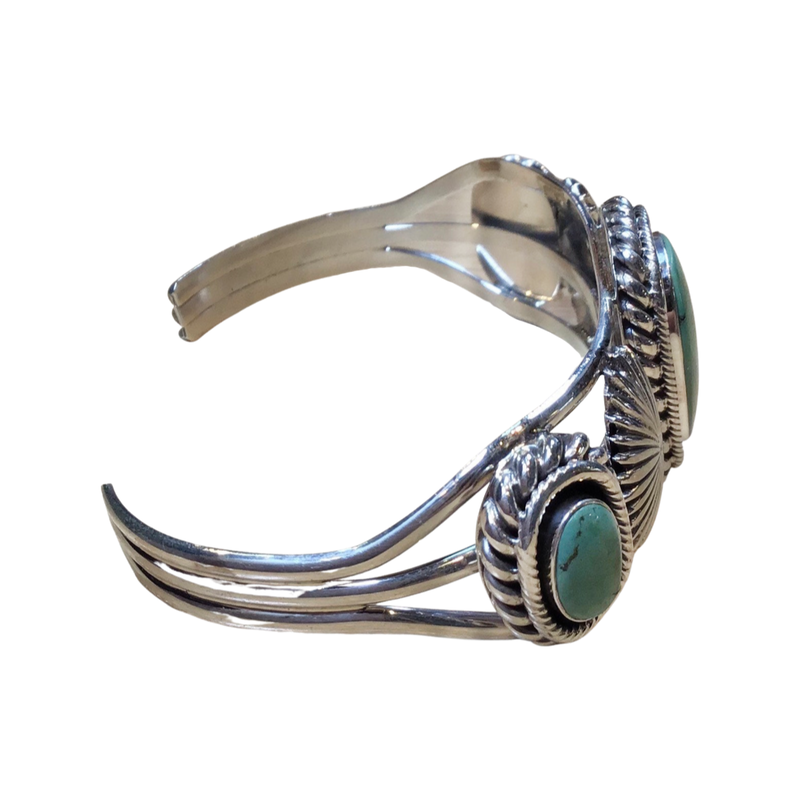 Vintage Navajo Handmade Green Turquoise Cuff Bracelet