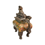 Copper Cloisonné Enamel Lion Cover Incense Burner