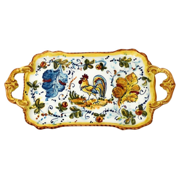 Hand painted Italian Ceramic Serving Tray - "Rooster"