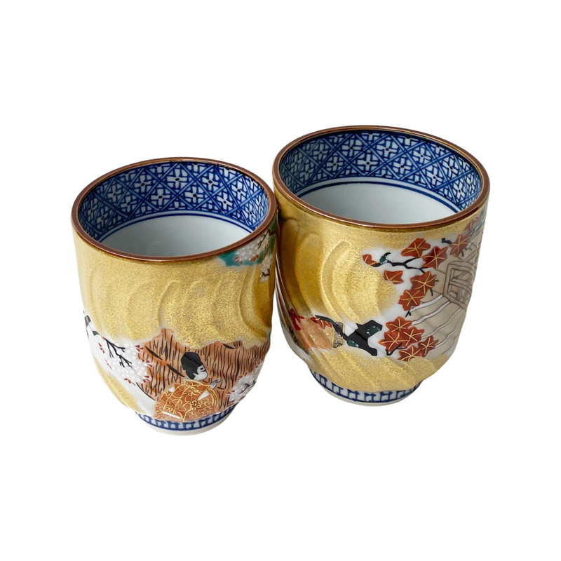 Yunomi Kyo Kiyomizu yaki Japanese tea cup set