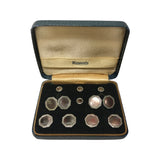 Vintage Krementz Gold Filled Platinum Inlay Rims with Mother of Pearl Dress Stud Set
