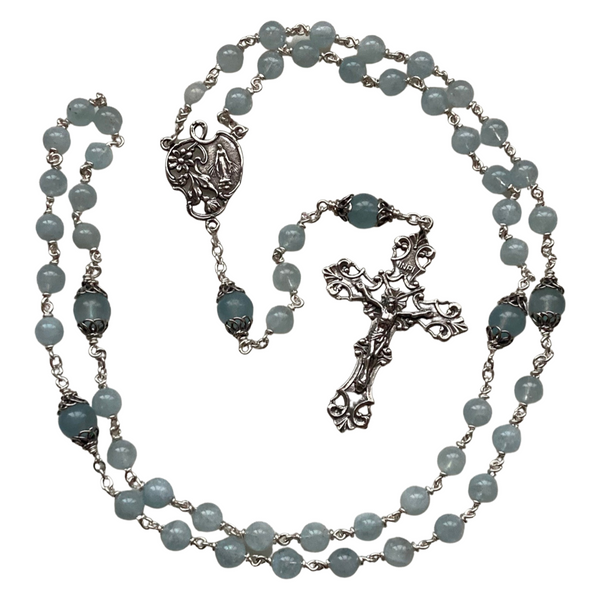 Aquamarine Rosary Necklace