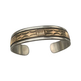 Vintage Navajo Handmade Sterling 14K Gold Cuff Bracelet