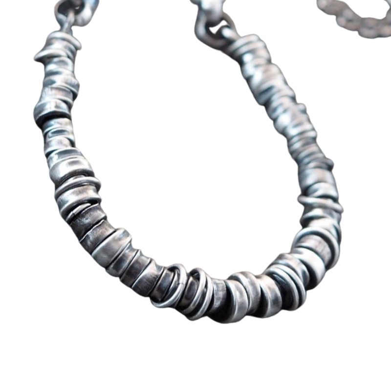 Oxidized raw sterling silver necklace - 109