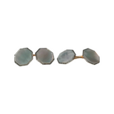 Vintage Krementz Gold Filled Platinum Inlay Rims with Mother of Pearl Dress Stud Set