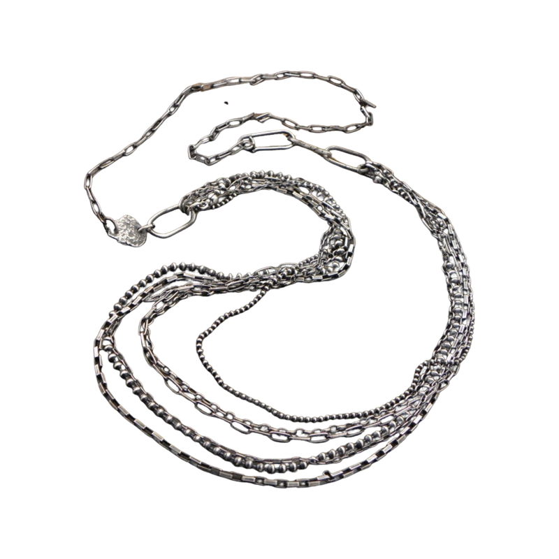 Oxidized sterling silver layered necklace - 102