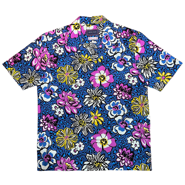Printed Cotton Hawaiian Shirt - Blue