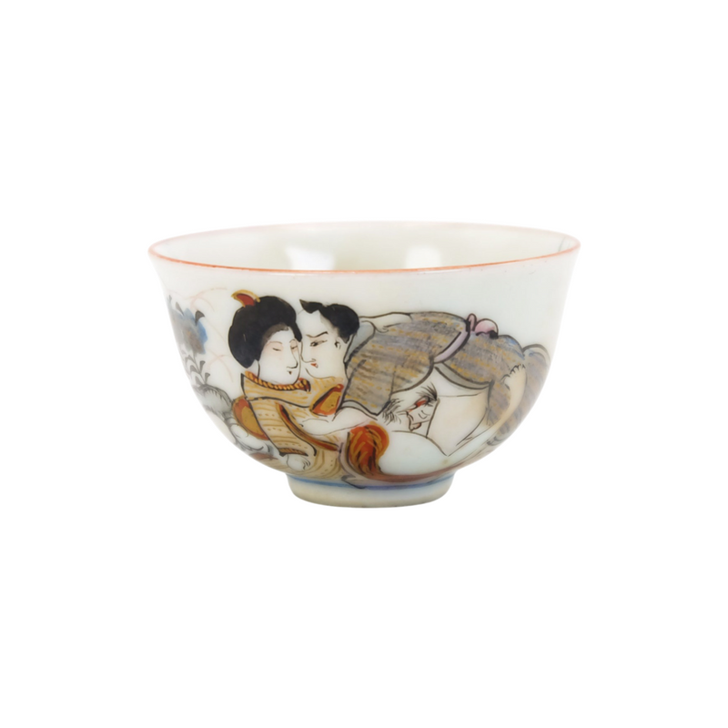 Vintage Shunga Erotic Art Hand painted Guinomi Sake Cup
