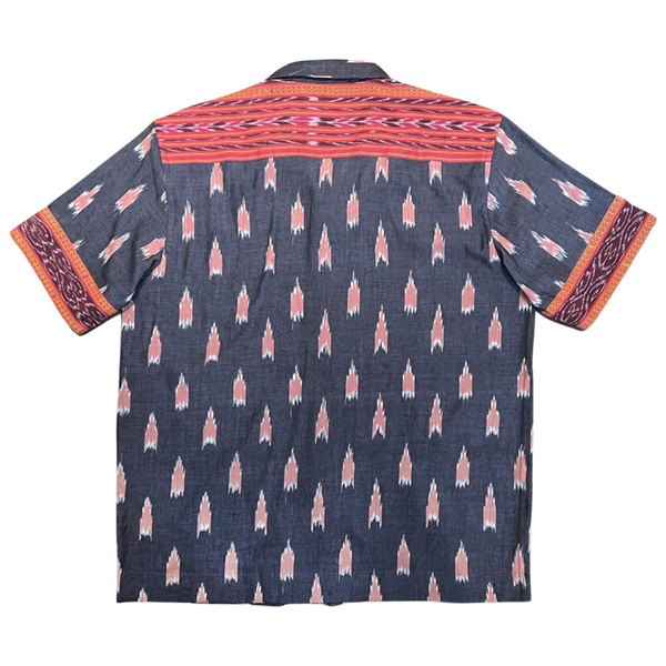 Hand Loomed Ikat Short Sleeve Shirt - Navy