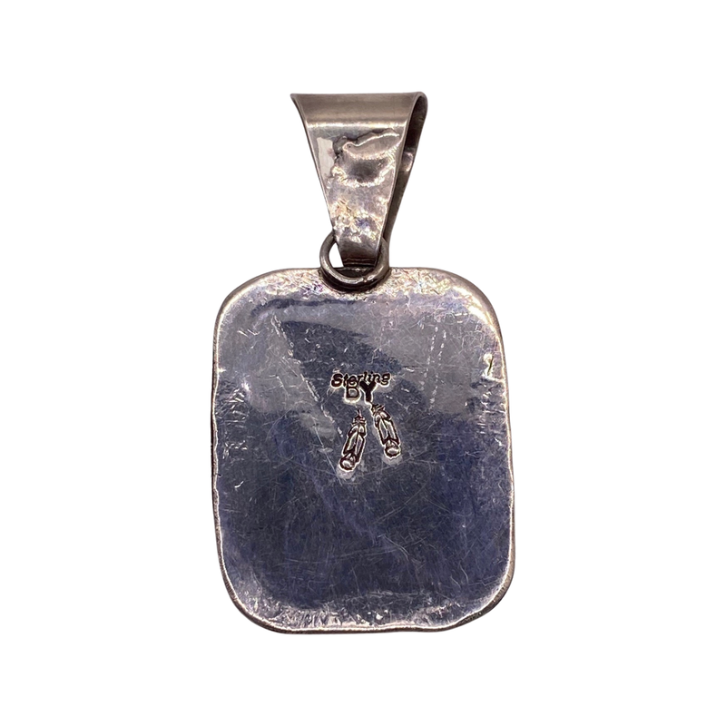 Vintage Handmade Navajo Spiny Oyster Shell Pendant In Sterling Silver